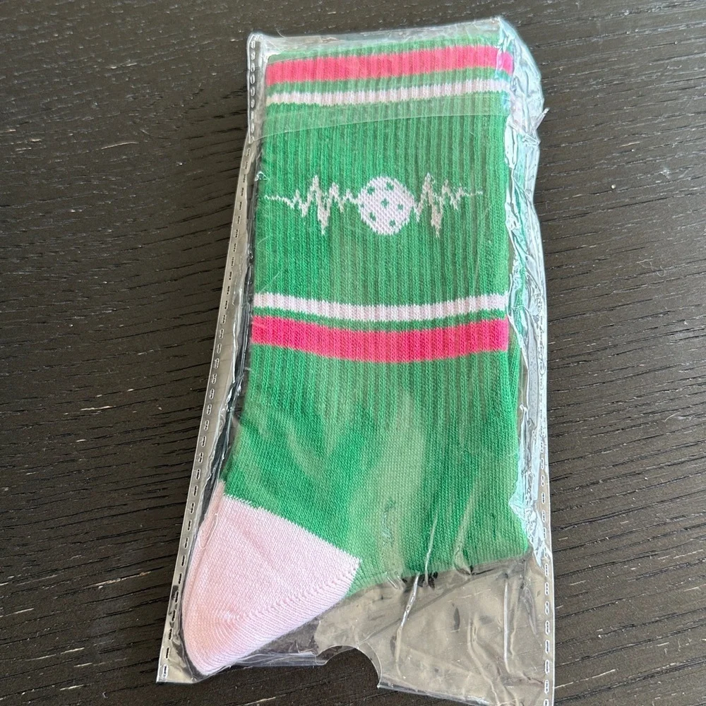 NEW Green and Pink Women's Pickleball Funky Socks Active Lounge